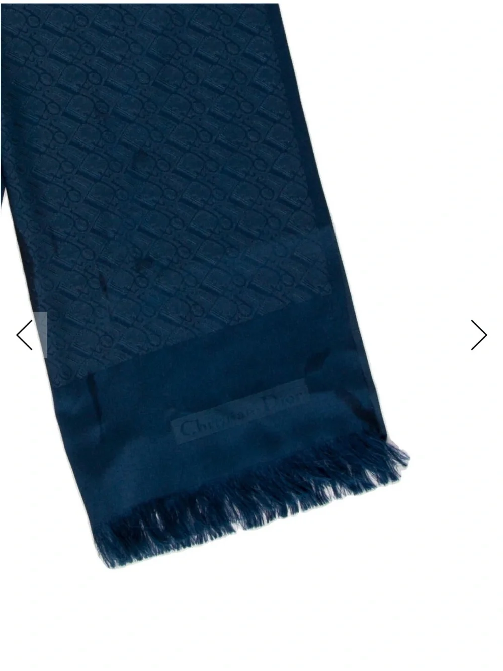 Dior Silk Navy Fringe Scarf Includes Box